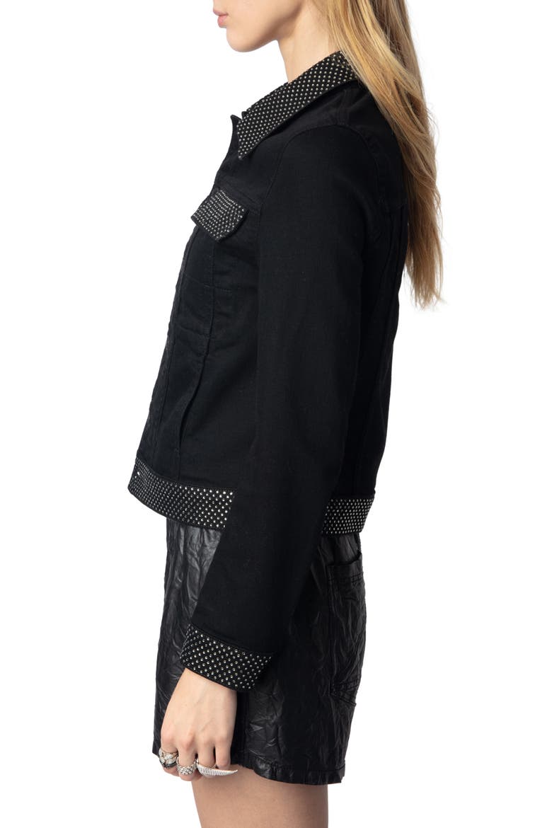 Kioky Denim Jacket, Alternate, color, BLACK