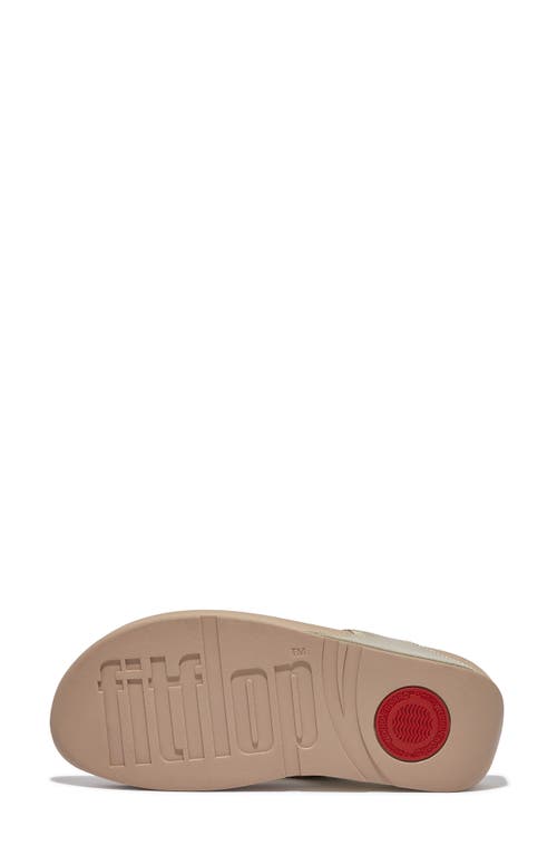 Fitflop Lulu Crystal Leather Wedge Sandal In Platino