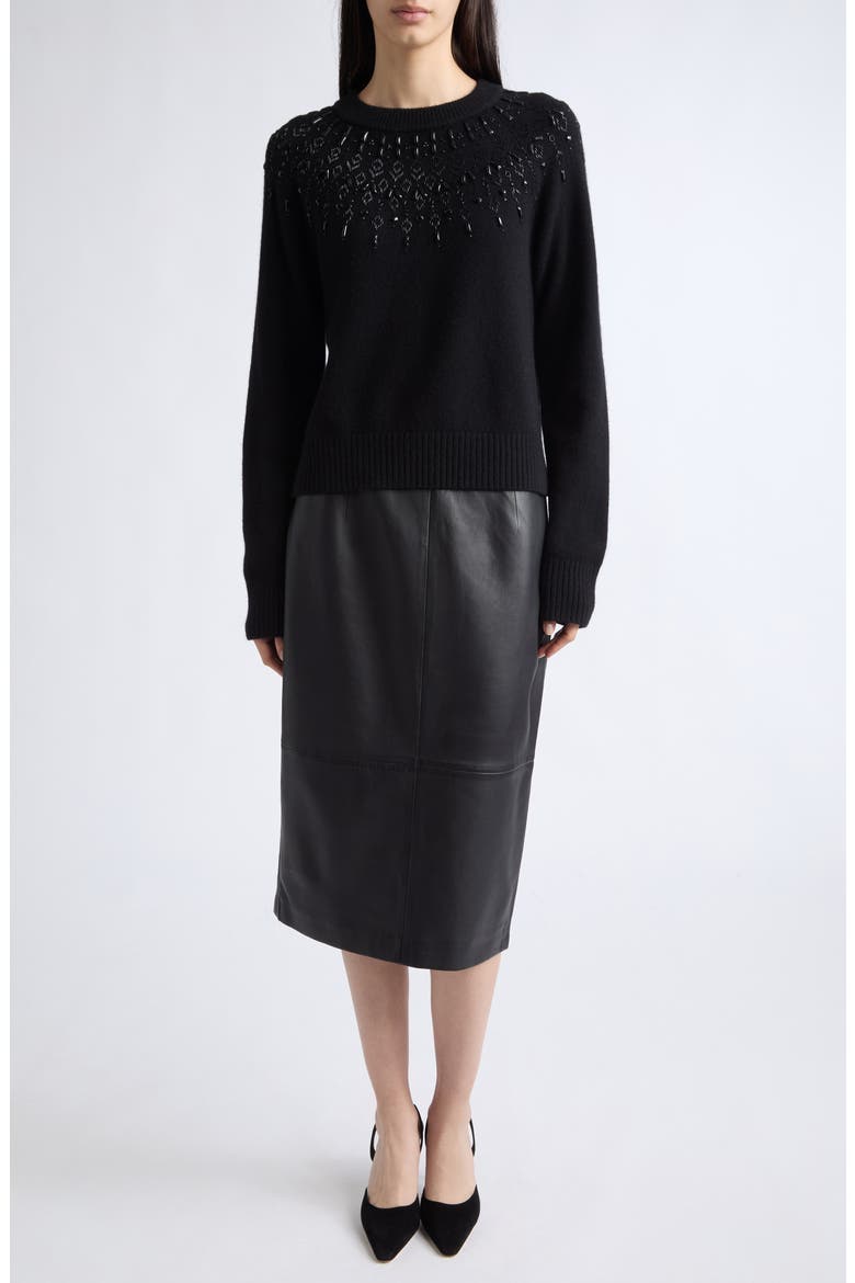 Harold Embellished Wool Sweater, Alternate, color, BLACK