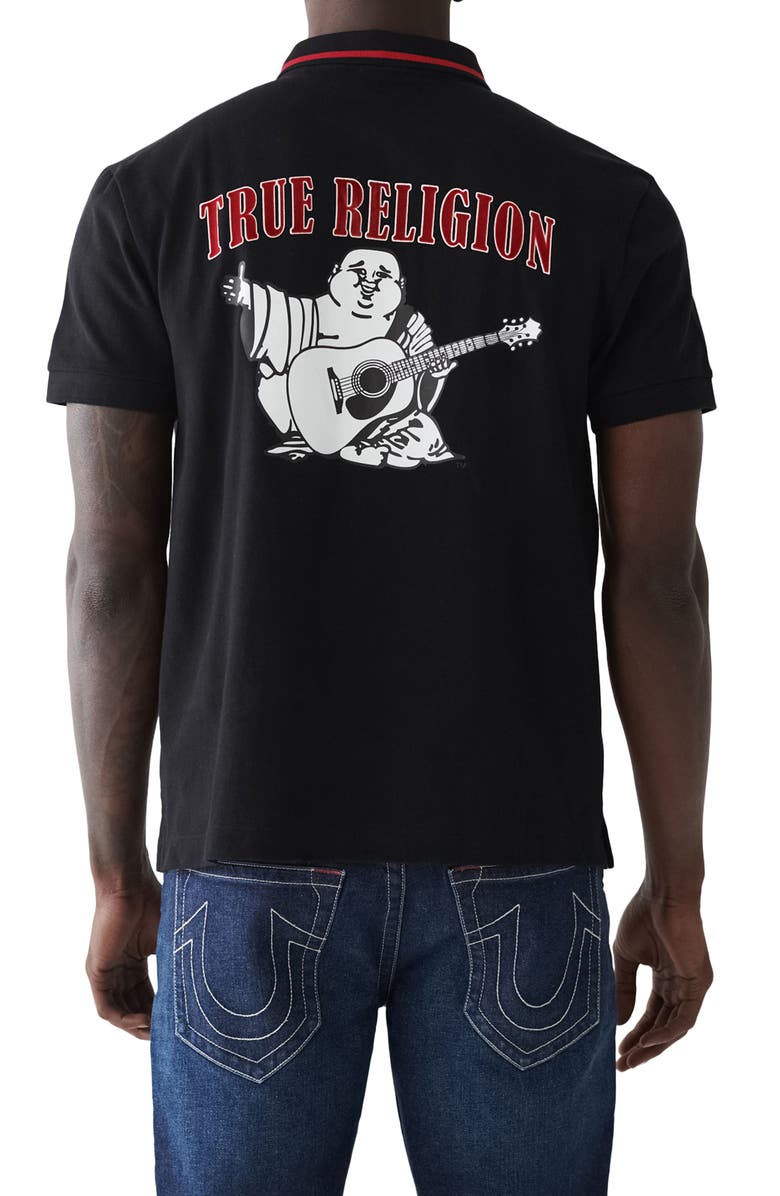 True Religion Logo Graphic Polo, Alternate, color, Jet Black