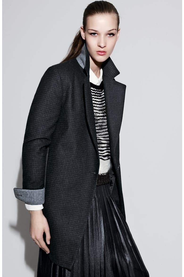 'Emma' Menswear Coat, Alternate, color, CHARCOAL/ BLACK