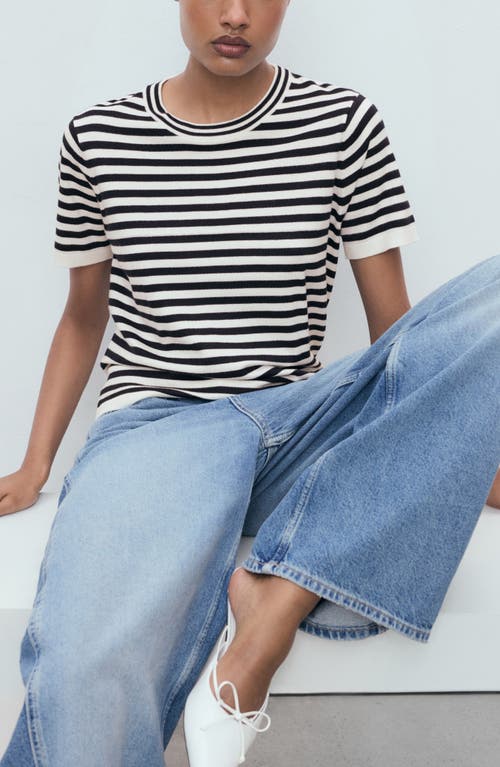 Mango Stripe Short Sleeve Sweater In Multi