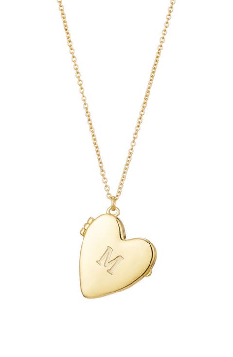 Initial Heart Locket Pendant Necklace