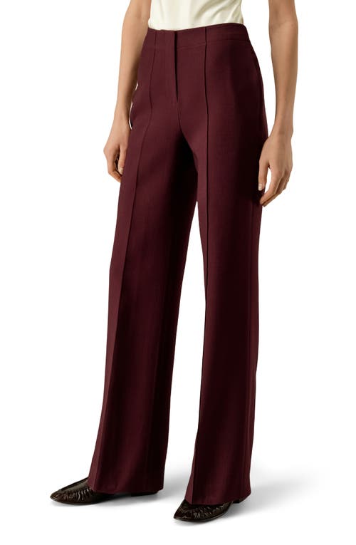Lilysilk Silk-wool Twill Flare Pants In Burgundy