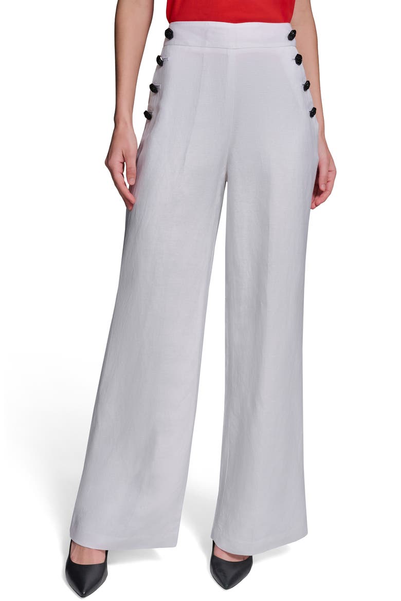 Linen Blend Sailor Pants, Main, color, SOFT WHITE