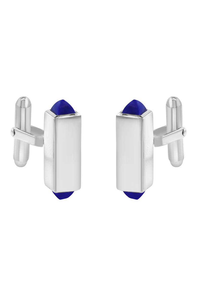 Sterling SIlver Lapiz Cufflinks, Alternate, color, BLUE