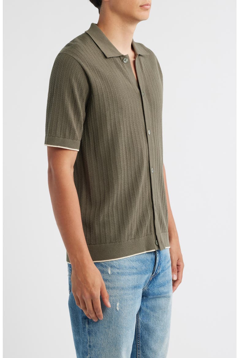 Nalo 6561 Short Sleeve Knit Cotton Button-Up Shirt, Alternate, color, CAPERS