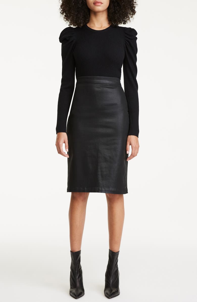 JEN7 by 7 For All Mankind Coated Denim Pencil Skirt, Alternate, color,