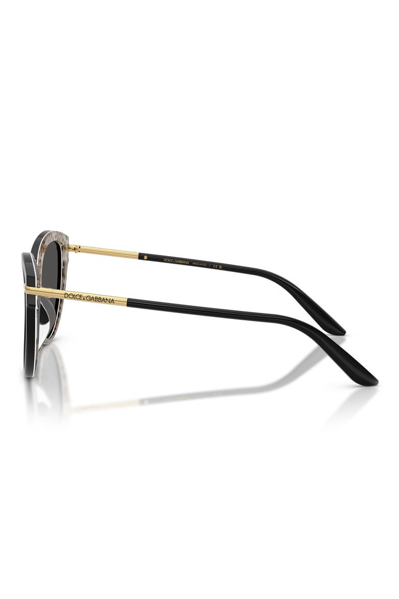 55mm Butterfly Sunglasses, Alternate, color, TOP BLACK ON LEO / DARK GREY