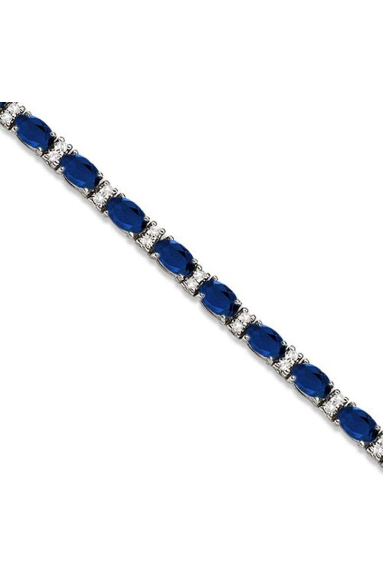 ALLUREZ Lab Grown Diamond & Oval Cut Sapphire Tennis Bracelet 14k, Main, color, White Gold