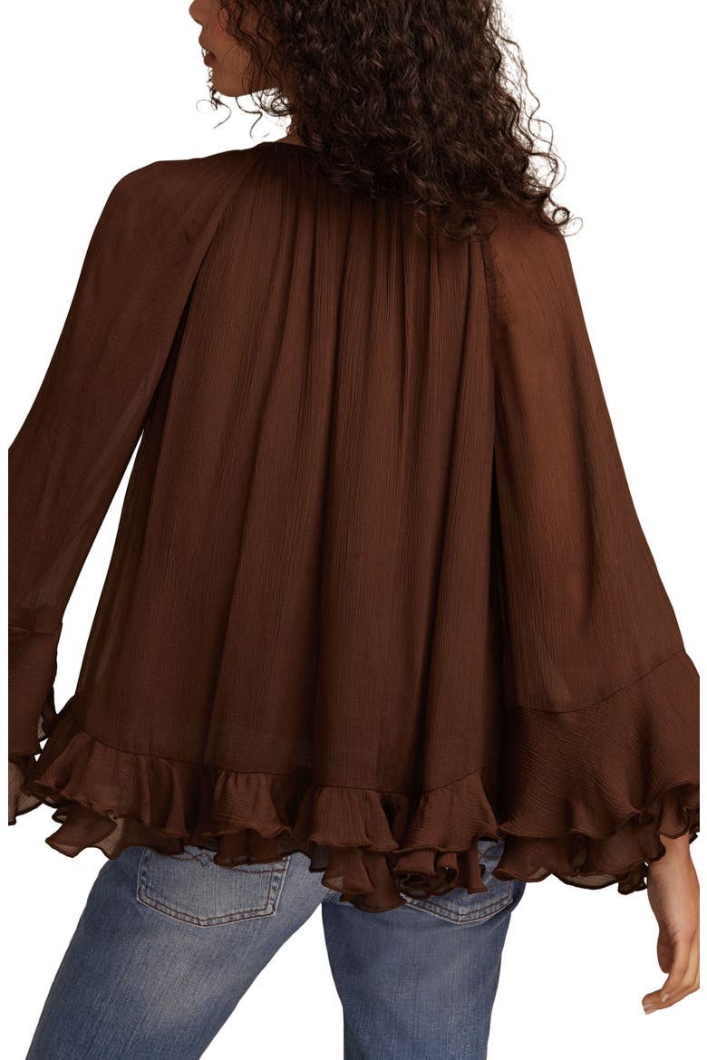 Ruffle Chiffon Trapeze Top, Alternate, color, CHOCOLATE BROWN