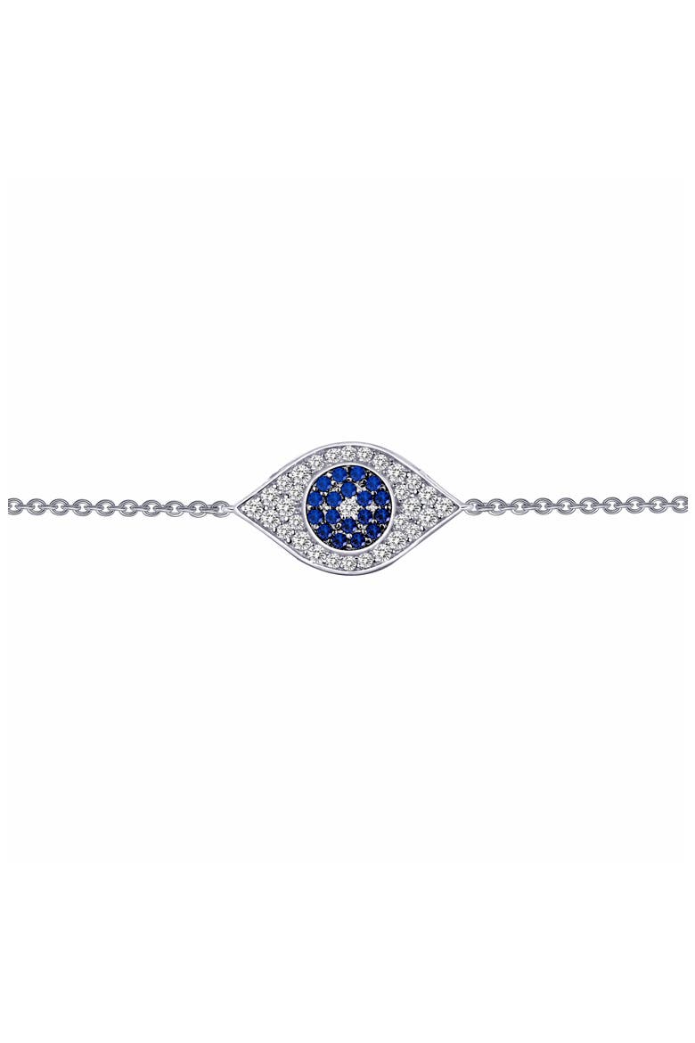 Lab Grown Sapphire & Simulated Diamond Evil Eye Bracelet, Main, color, SAPPHIRE