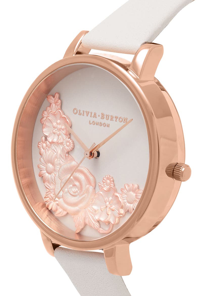 Begin to Blush Leather Strap Watch, 38mm, Alternate, color, BLUSH/ BOUQUET/ ROSE GOLD