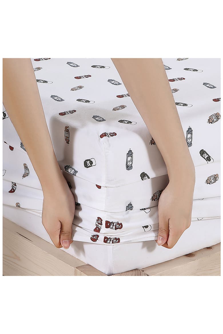 Explore Lantern Cotton Sheet Set, Alternate, color, WHITE/ MULTI