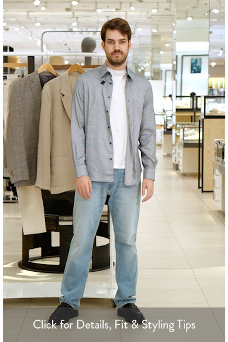Microprint Stretch Cotton Button-Up Shirt video