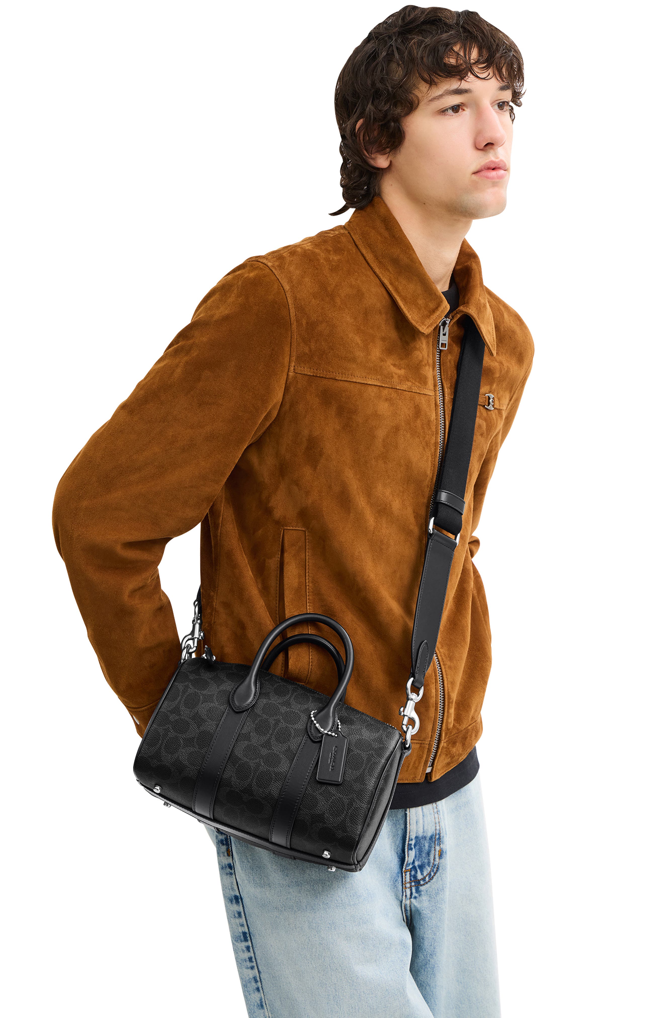 COACH Compass Signature 25 Coated Canvas Duffle Bag, Alternate, color, 