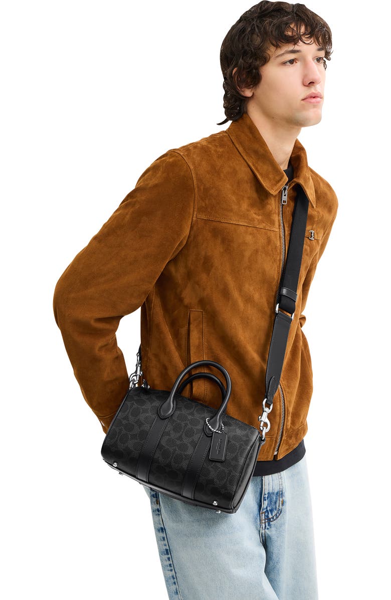 COACH Compass Signature 25 Coated Canvas Duffle Bag, Alternate, color,