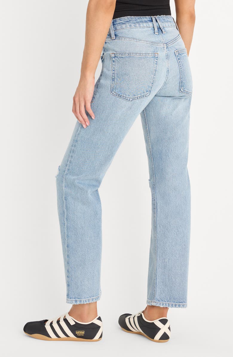 Good American Ripped Mid Rise Ankle Straight Leg Jeans, Alternate, color, Indigo1252