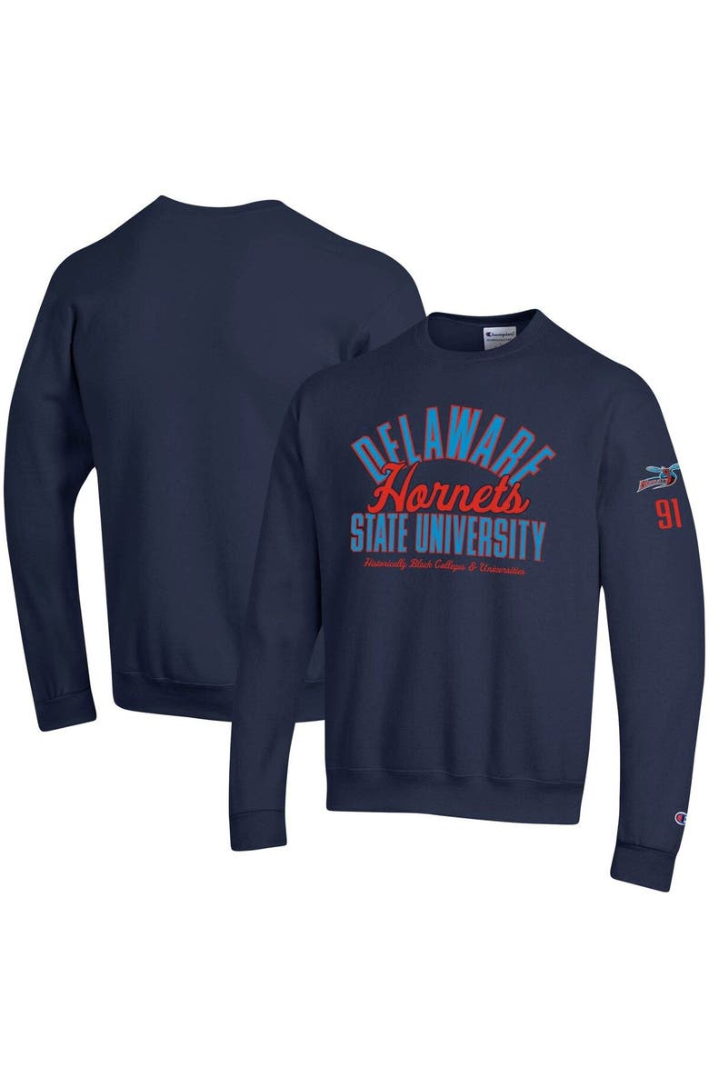 Champion Men's Champion Navy Delaware State Hornets 2-Hit Powerblend Pullover Sweatshirt, Main, color, 
