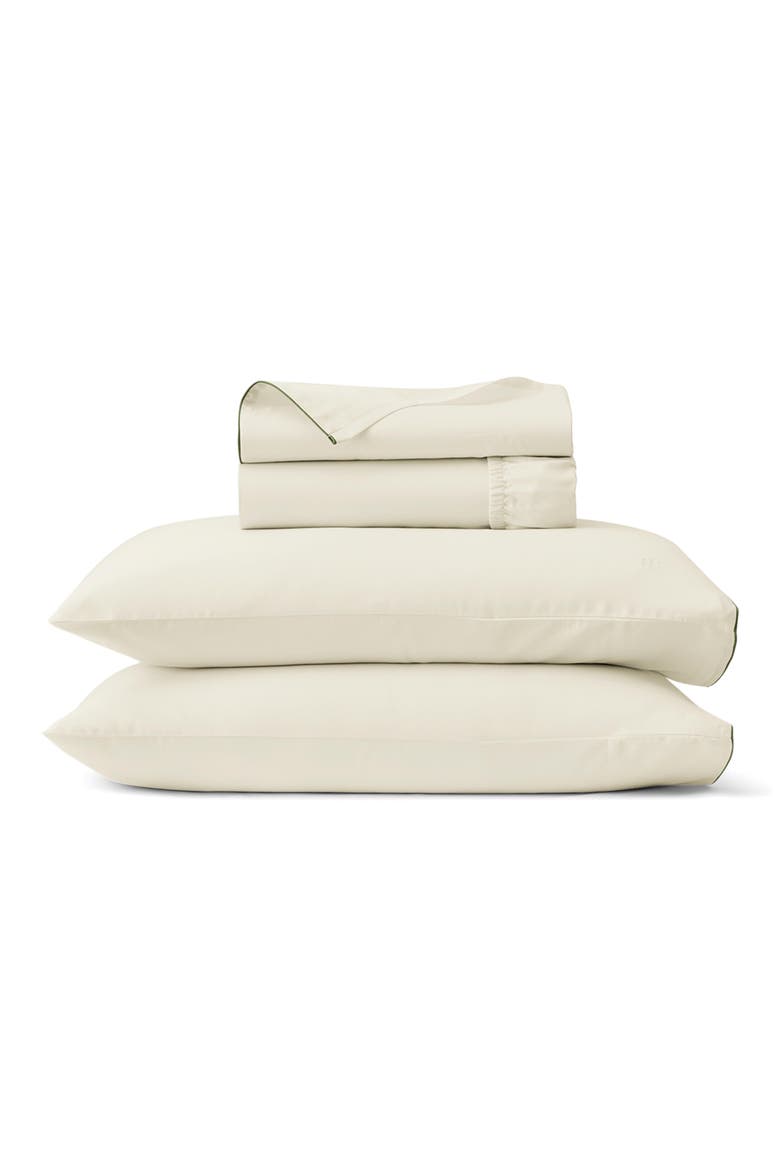 Signature Piped Edge Sheet Set, Main, color, CREAM/ OLIVINE