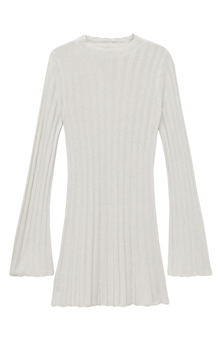 MANGO Sparkle Funnel Neck Long Sleeve Rib Minidress, Alternate, color, 