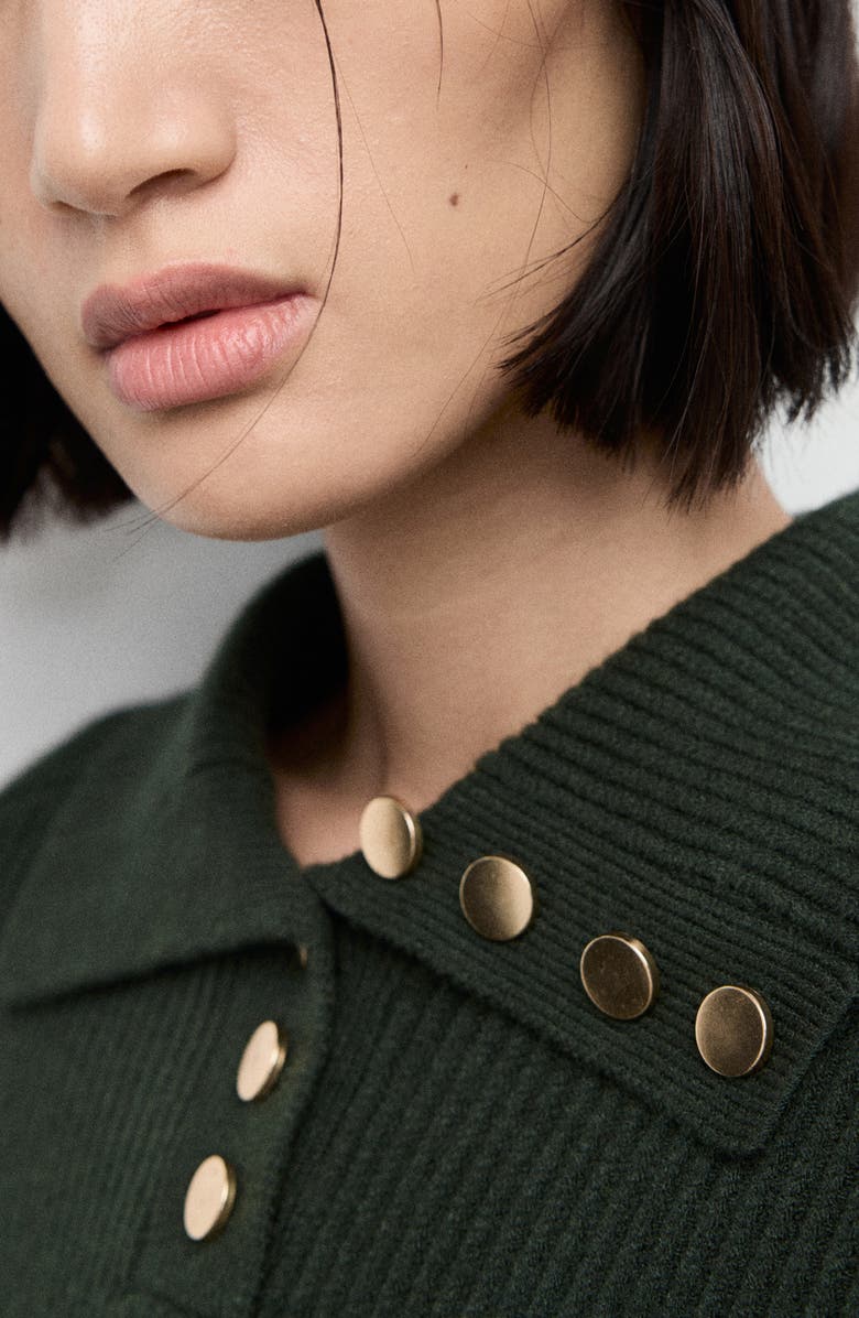 MANGO Ribbed Polo Sweater, Alternate, color, Dark Green