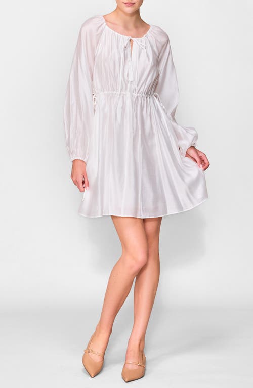 Melloday Tie Detail Long Sleeve Minidress In White