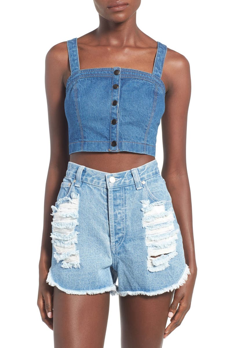 ASTR the Label ASTR 'Josefa' Denim Crop Top, Main, color, 