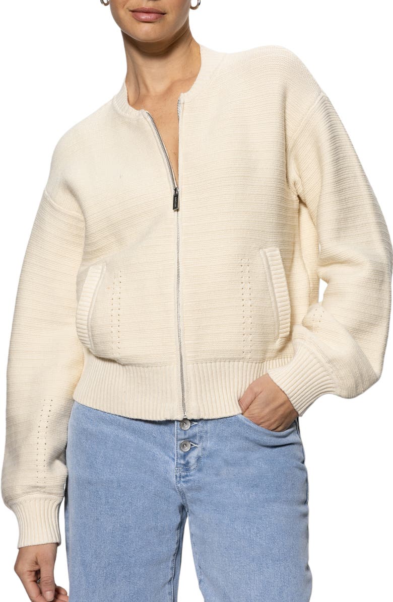 Sanctuary Front Zip Bomber Sweater, Main, color,