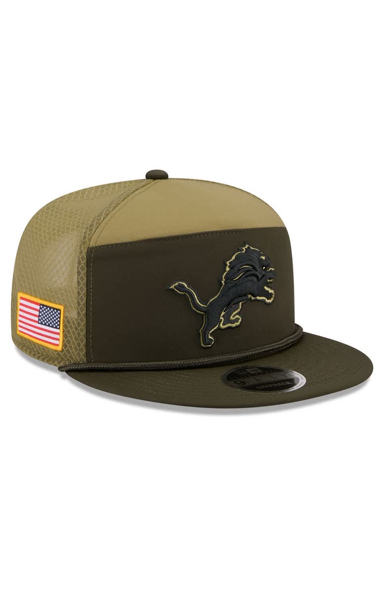 New Era Men's New Era  Dark Green Detroit Lions 2025 Salute to Service Split Panel 9FIFTY Snapback Hat, Main, color, 