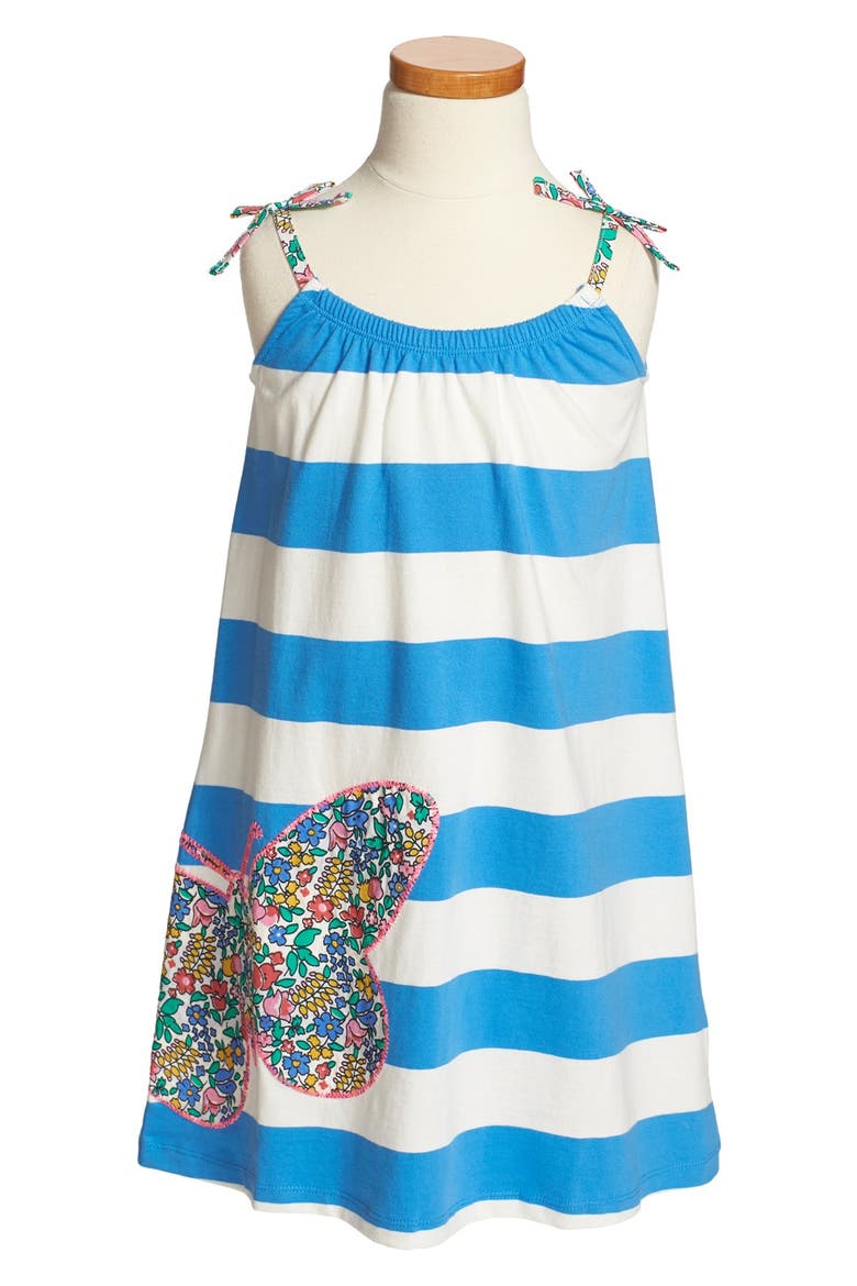 'Holiday' Appliqué Strappy Sundress, Main, color, POLKA BLUE BUTTERFLY