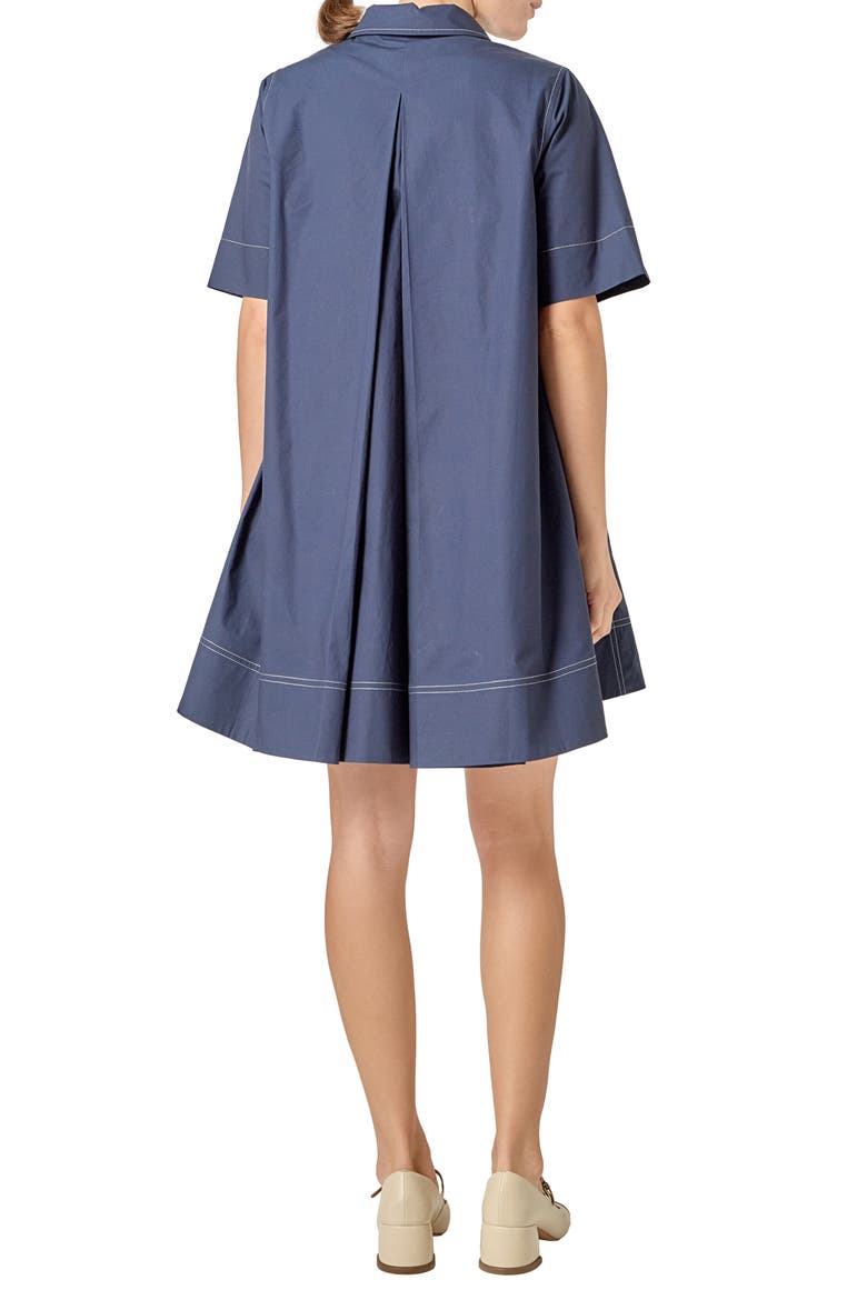 Contrast Detail Mini Shirtdress, Alternate, color, NAVY