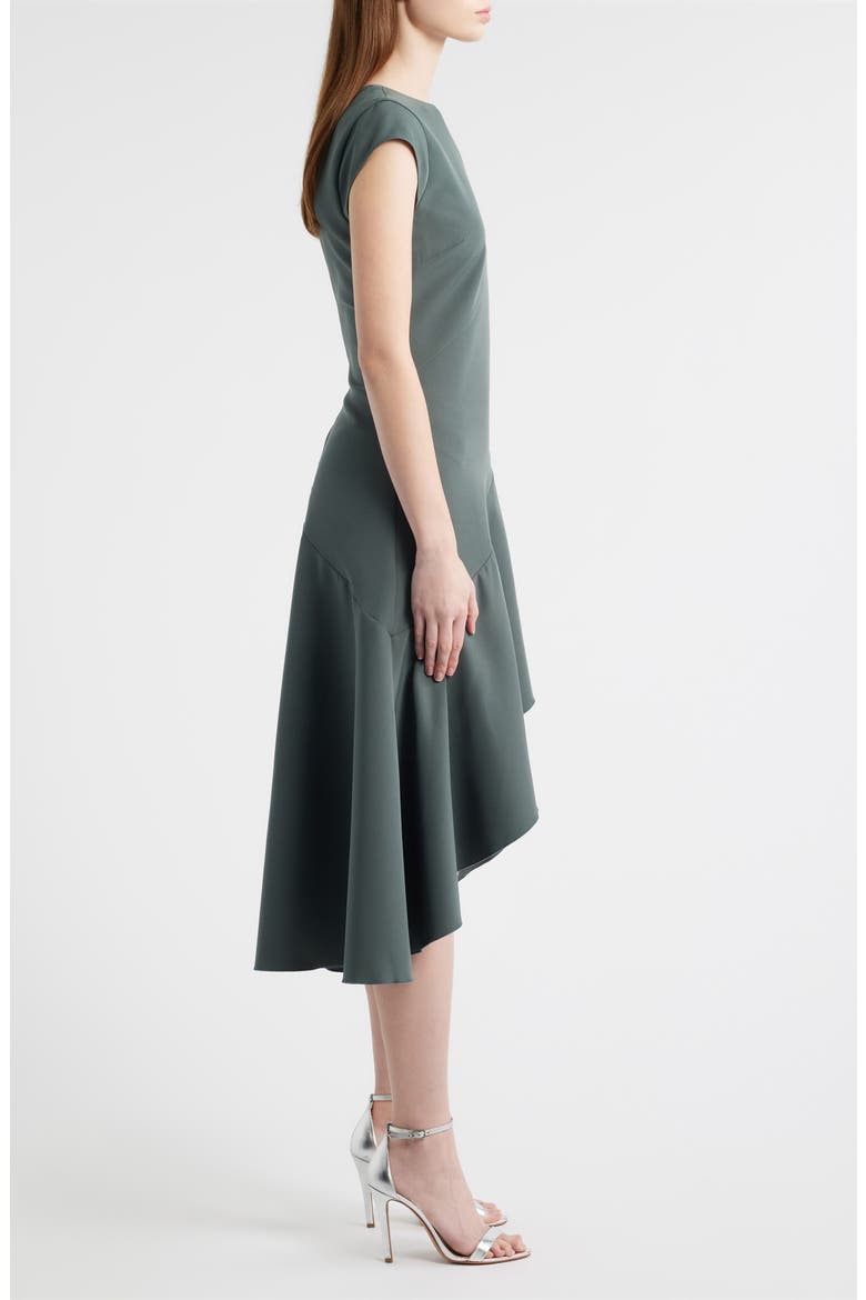 Cap Sleeve High Low Midi dress, Alternate, color, GREEN URBAN