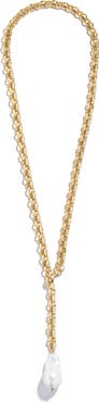 BaubleBar Teagan Faux Pearl Lariat Necklace