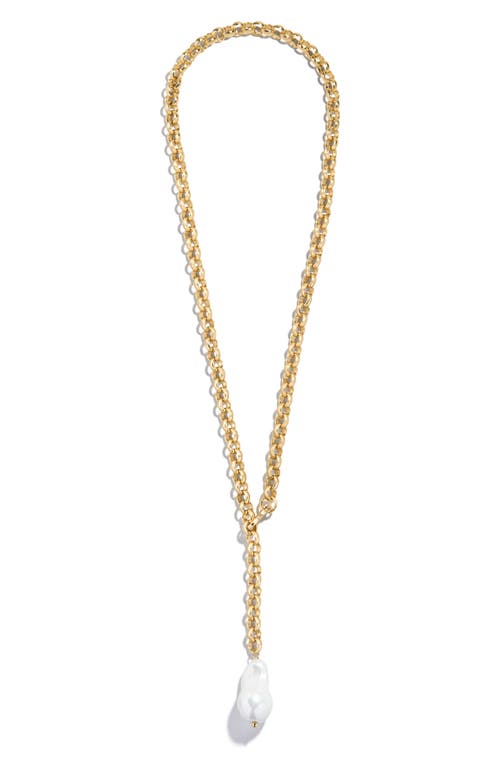Baublebar Teagan Faux Pearl Lariat Necklace In Gold