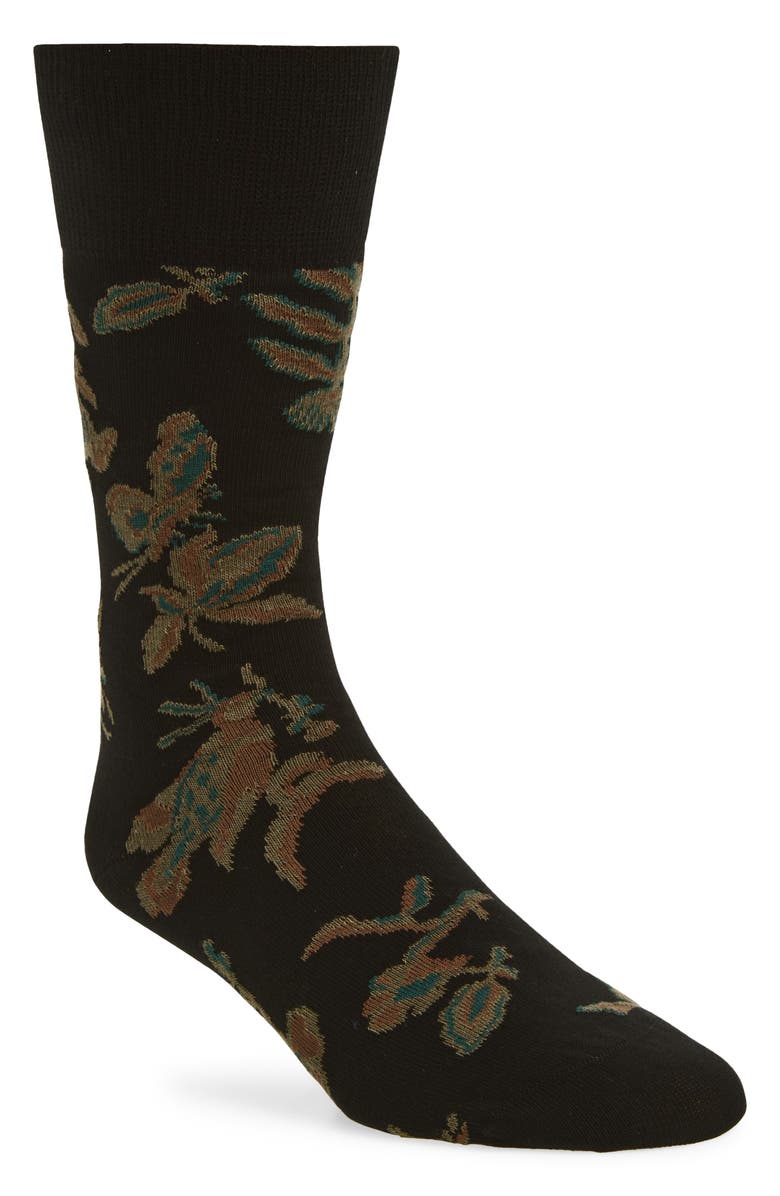 Paul Smith Bohemia Insect Pattern Cotton Blend Dress Socks, Main, color, Black
