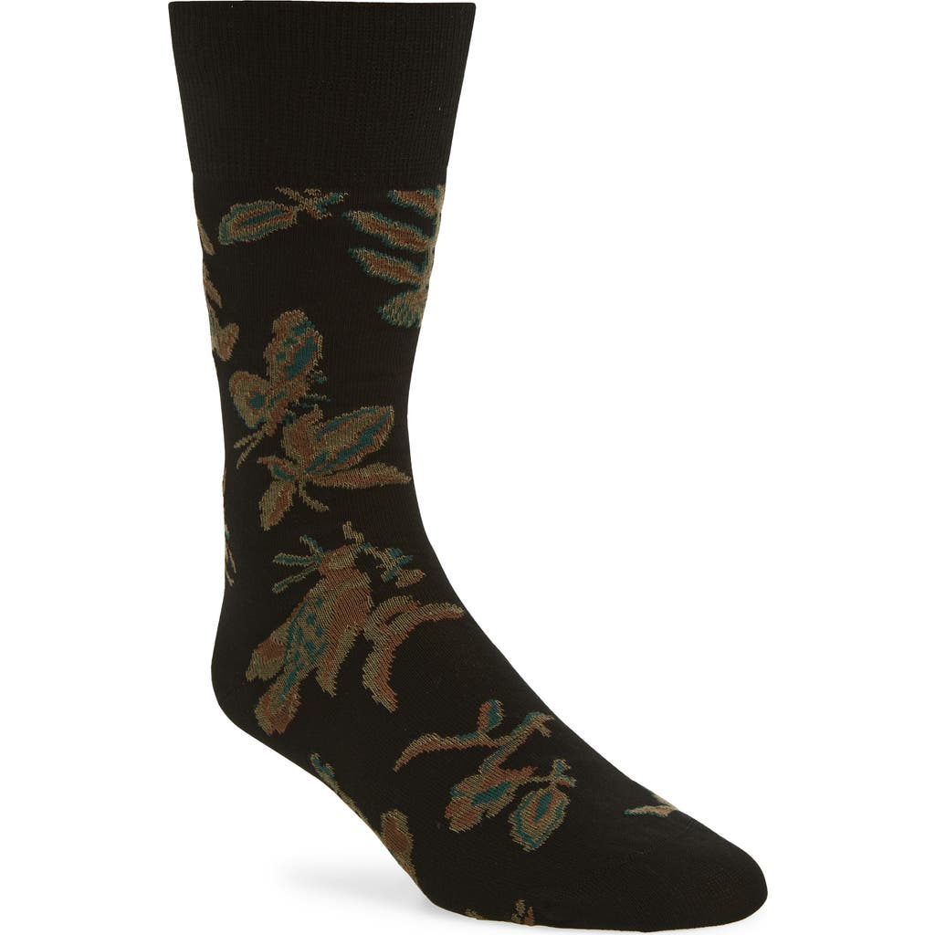 Paul Smith Bohemia Insect Pattern Cotton Blend Dress Socks In Black