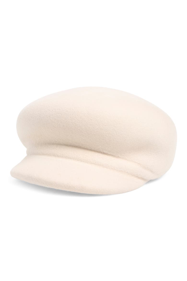 Sabine Wool Baker Boy Cap, Main, color, ALABASTER