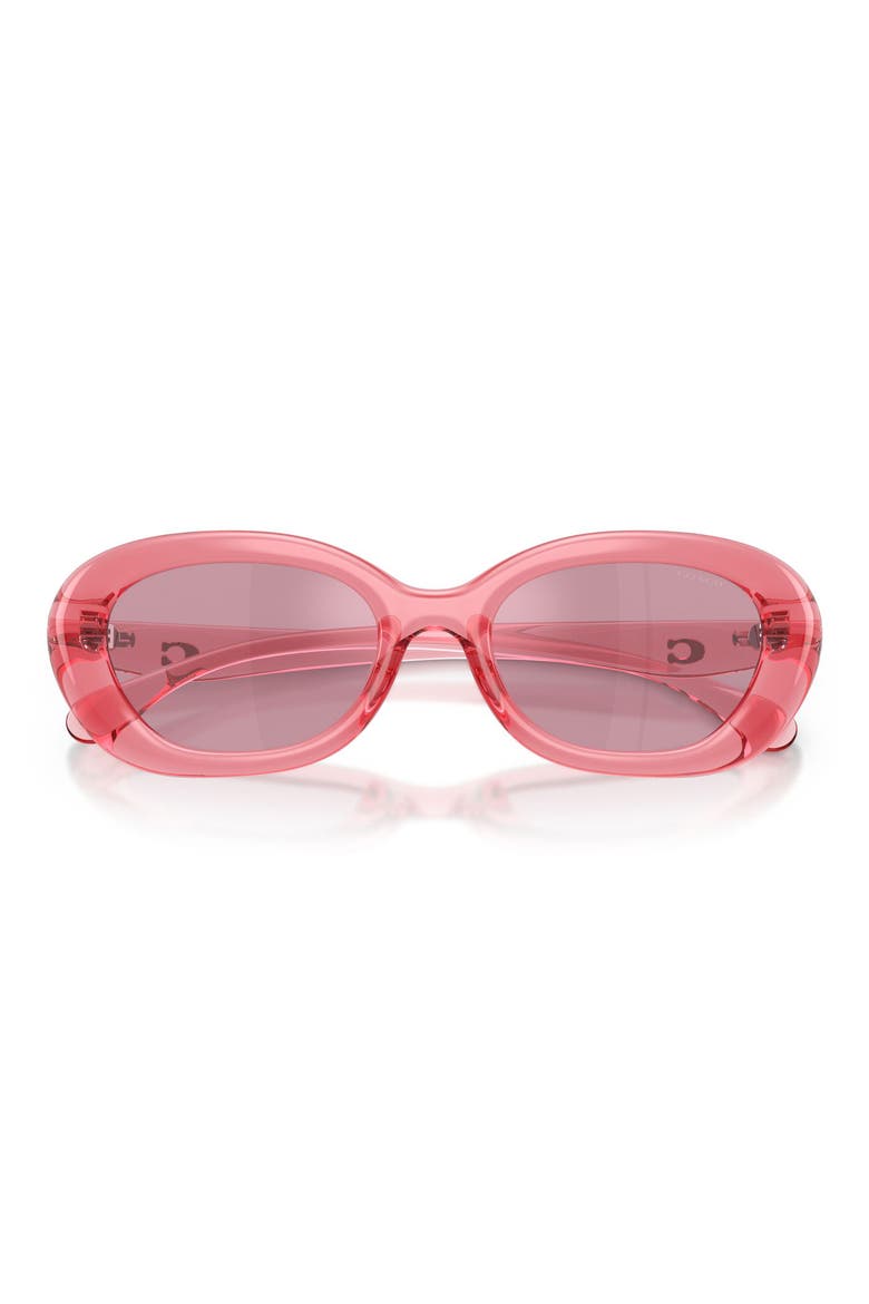 54mm Polarized Oval Sunglasses, Alternate, color, TRANSPARENT PINK / PINK MIRROR