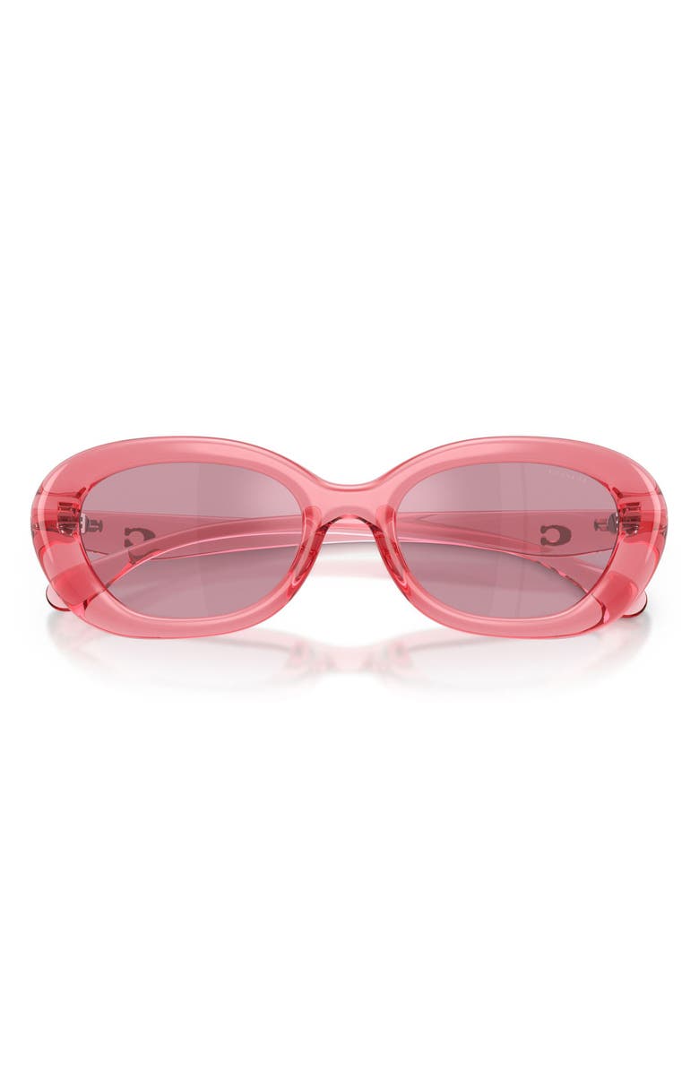 COACH 54mm Polarized Oval Sunglasses, Alternate, color, Transparent Pink / Pink Mirror