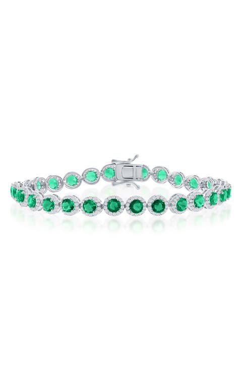 Halo CZ Station Tennis Bracelet