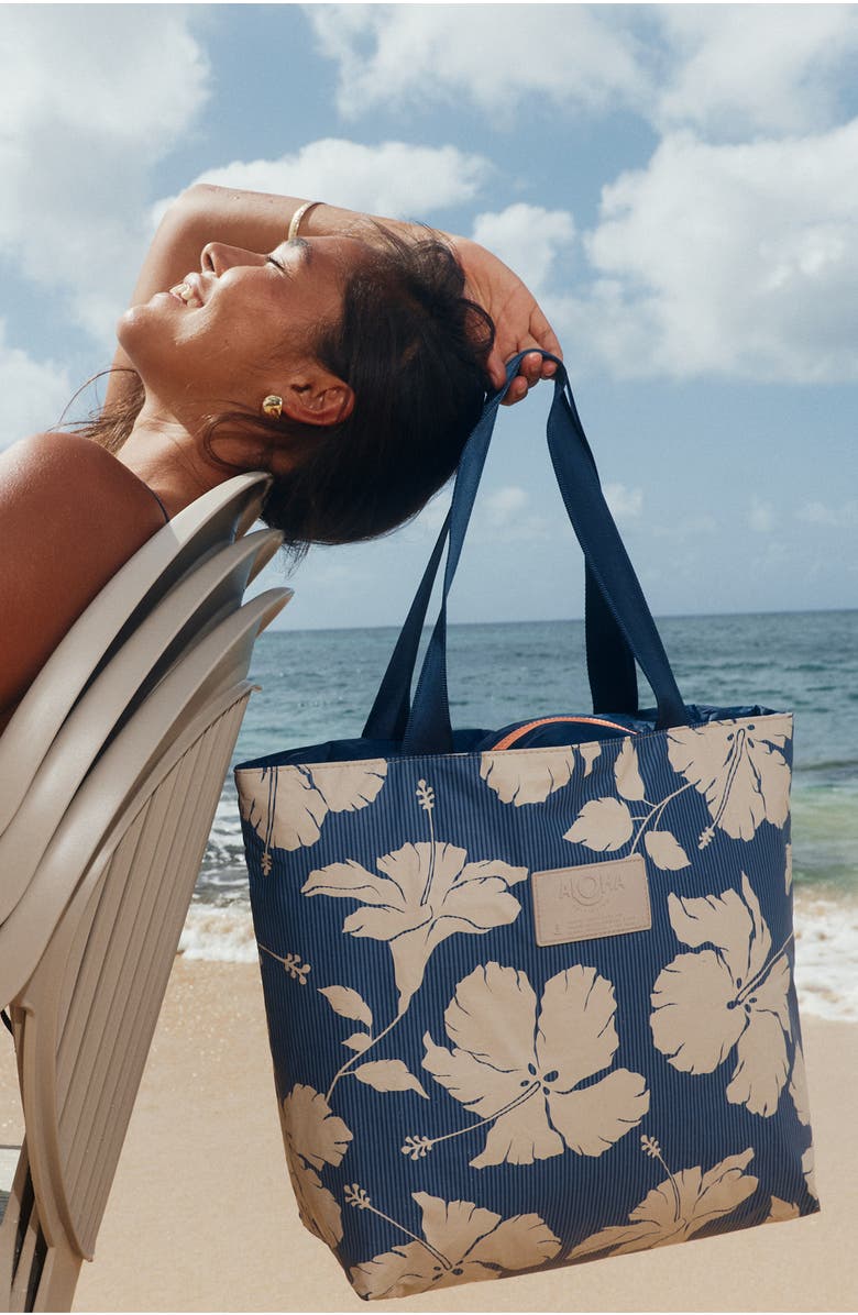 Aloha Collection Day Tripper Salina Tiny Stripe Water Resistant Tyvek<sup>®</sup> Tote, Alternate, color, Navy