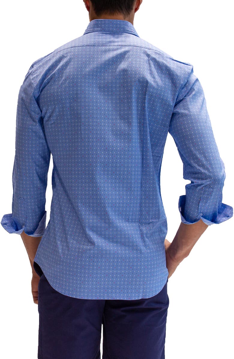 TailorByrd Microprint Long Sleeve Stretch Cotton Button-Up Shirt, Alternate, color, Blue