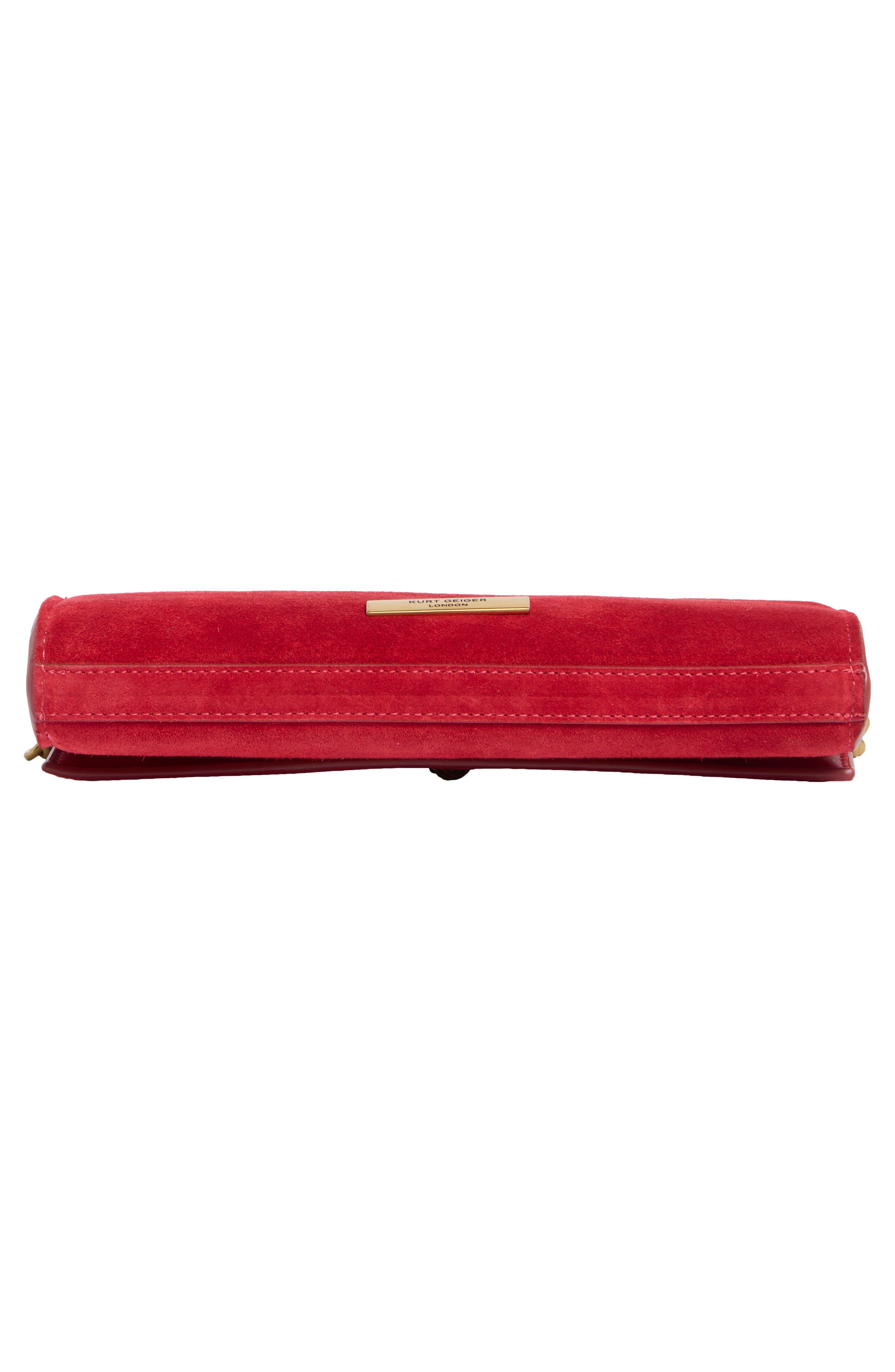 Elongated Suede Clutch, Alternate, color, RED