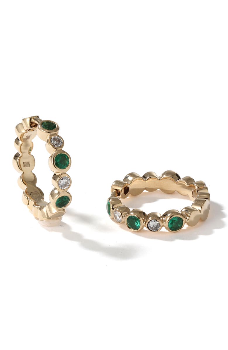 Mark Henry Bubbly Diamond Mini Hoop Earrings, Main, color, Emerald