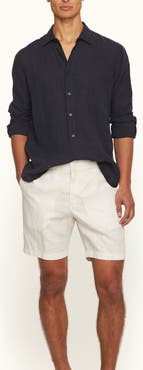 Orlebar Brown Justin Lino Relaxed Fit Classic Collar Italian Linen Shirt