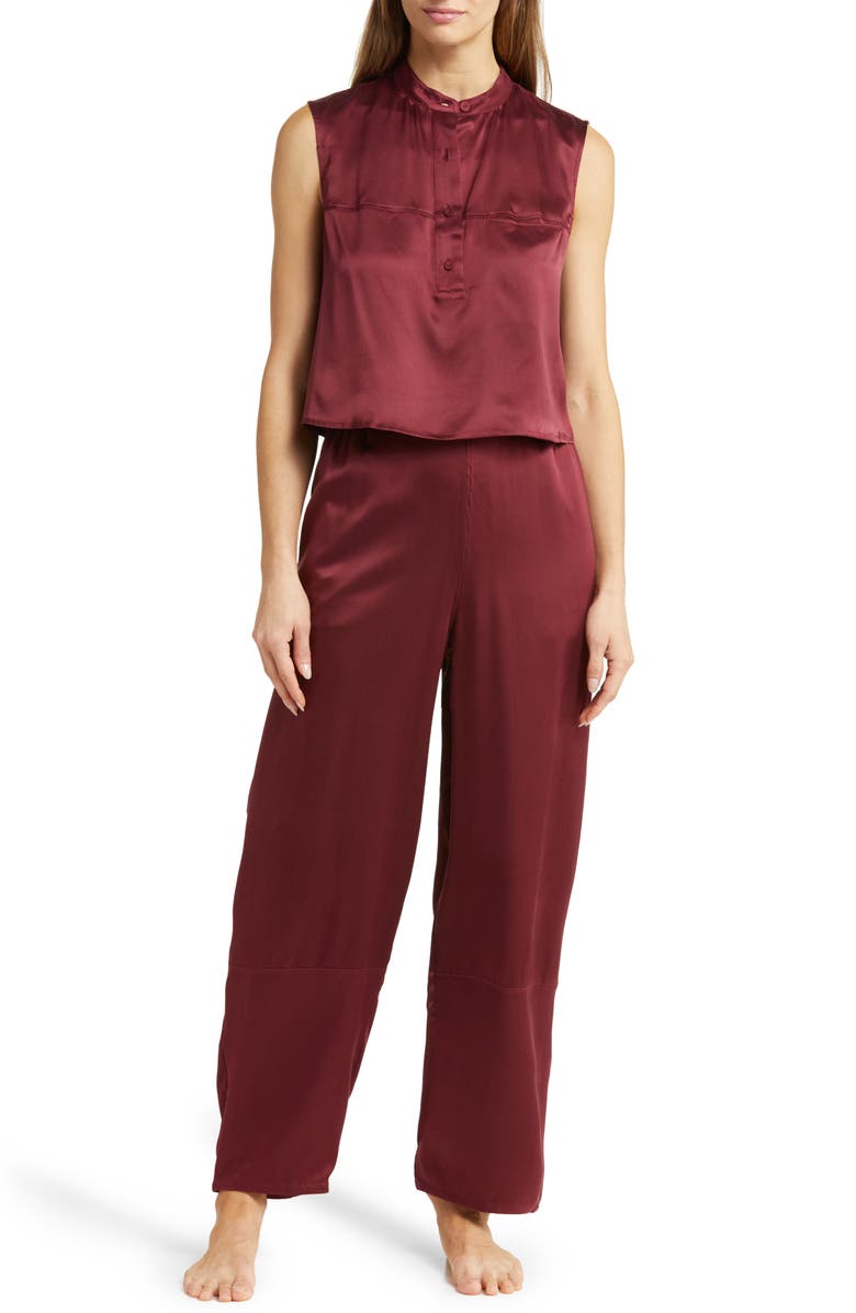 Lunya Washable Silk Sleeveless Pajamas, Main, color, Calliope Wine