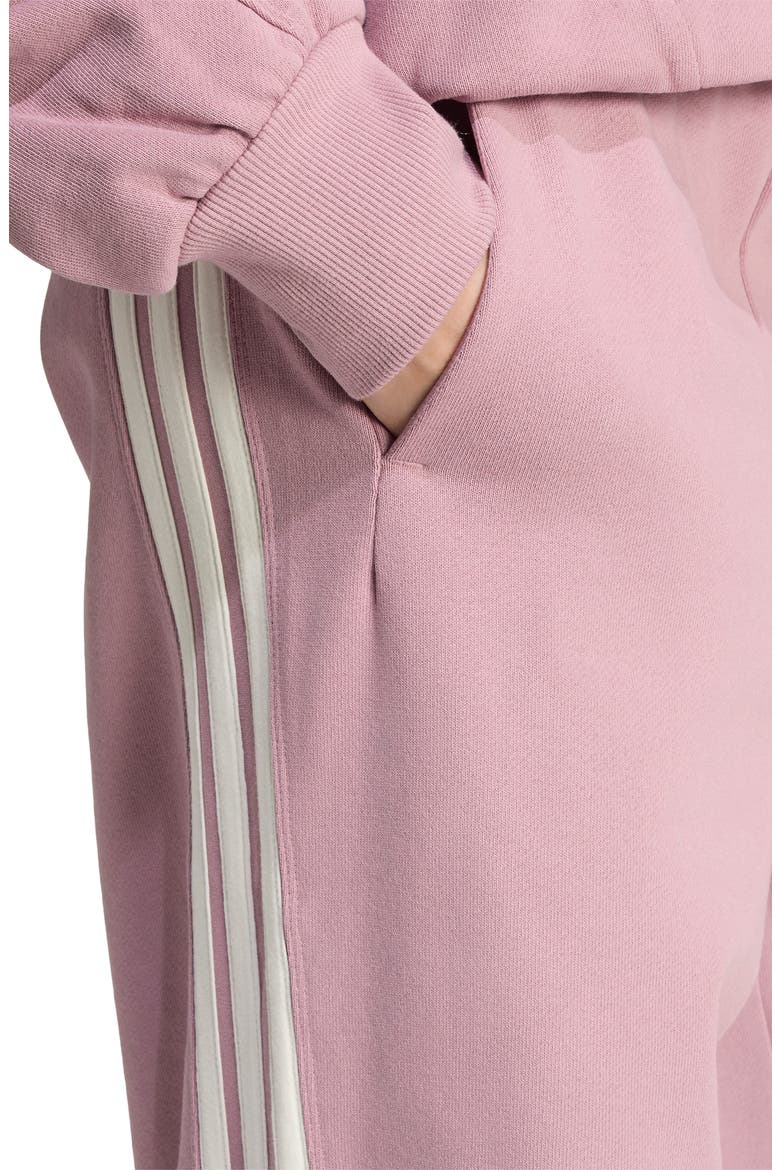 Three Stripe Wide Leg Pants, Alternate, color, MAGIC MAUVE/ OFF WHITE