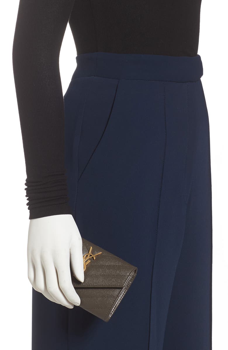 Saint Laurent Small Monogram Leather Envelope Wallet, Alternate, color, 