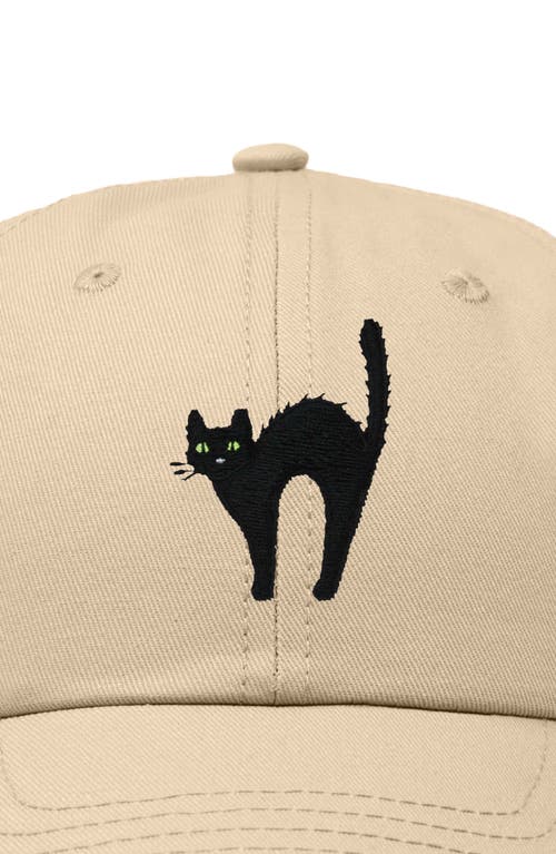 Dalix Black Cat Embroidered Casual Hat In Khaki